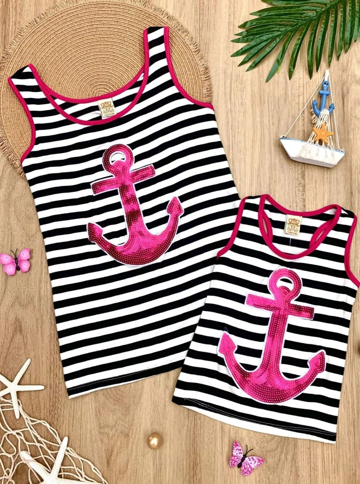 Mommy and Me Striped Sequin Anchor Tank Top - Image 3