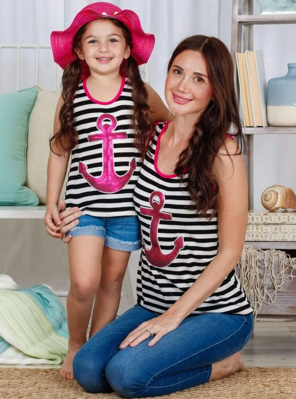 Mommy and Me Striped Sequin Anchor Tank Top - Image 5