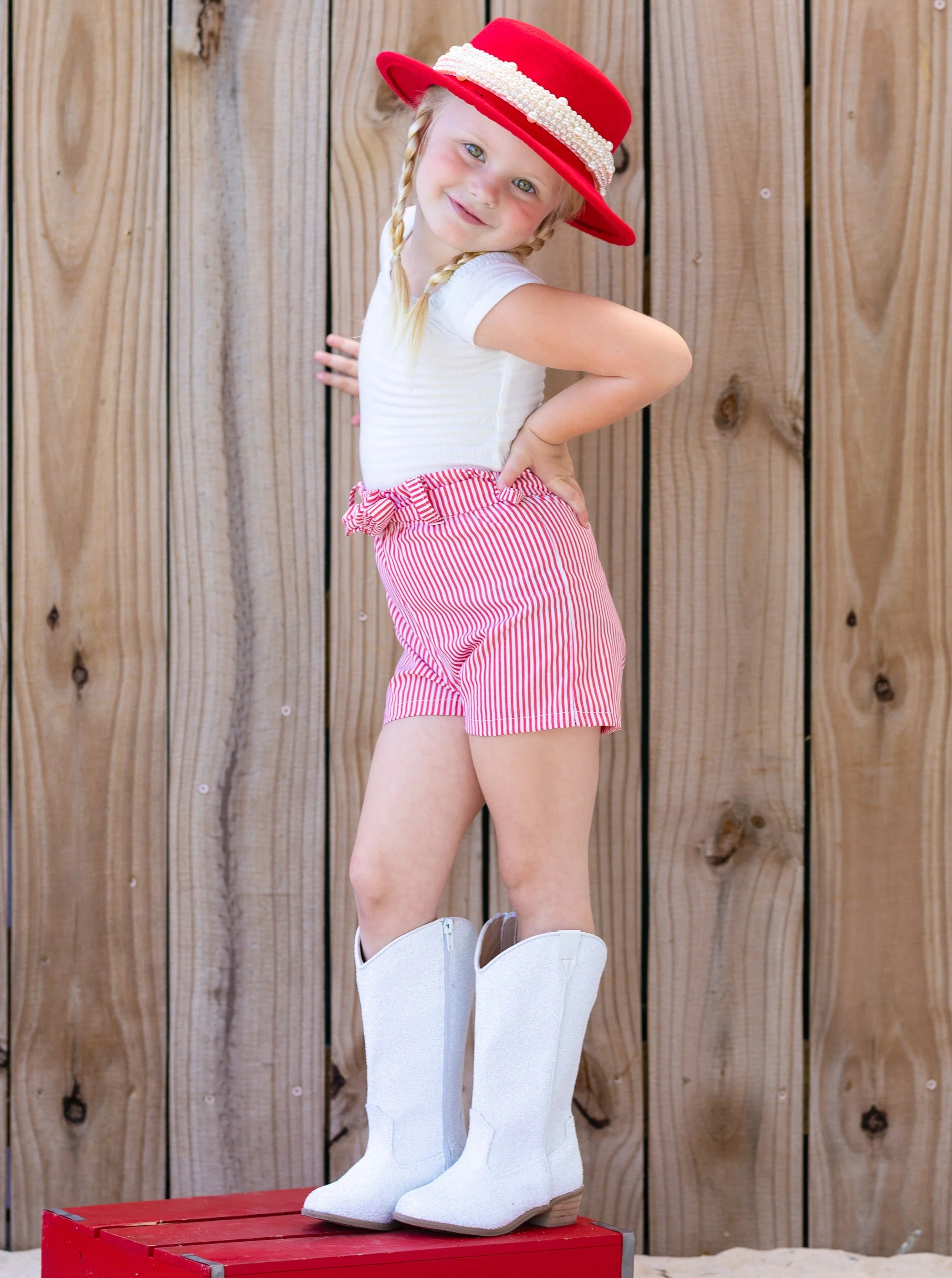 Between The Lines Paperbag Belted Shorts Set - Image 3