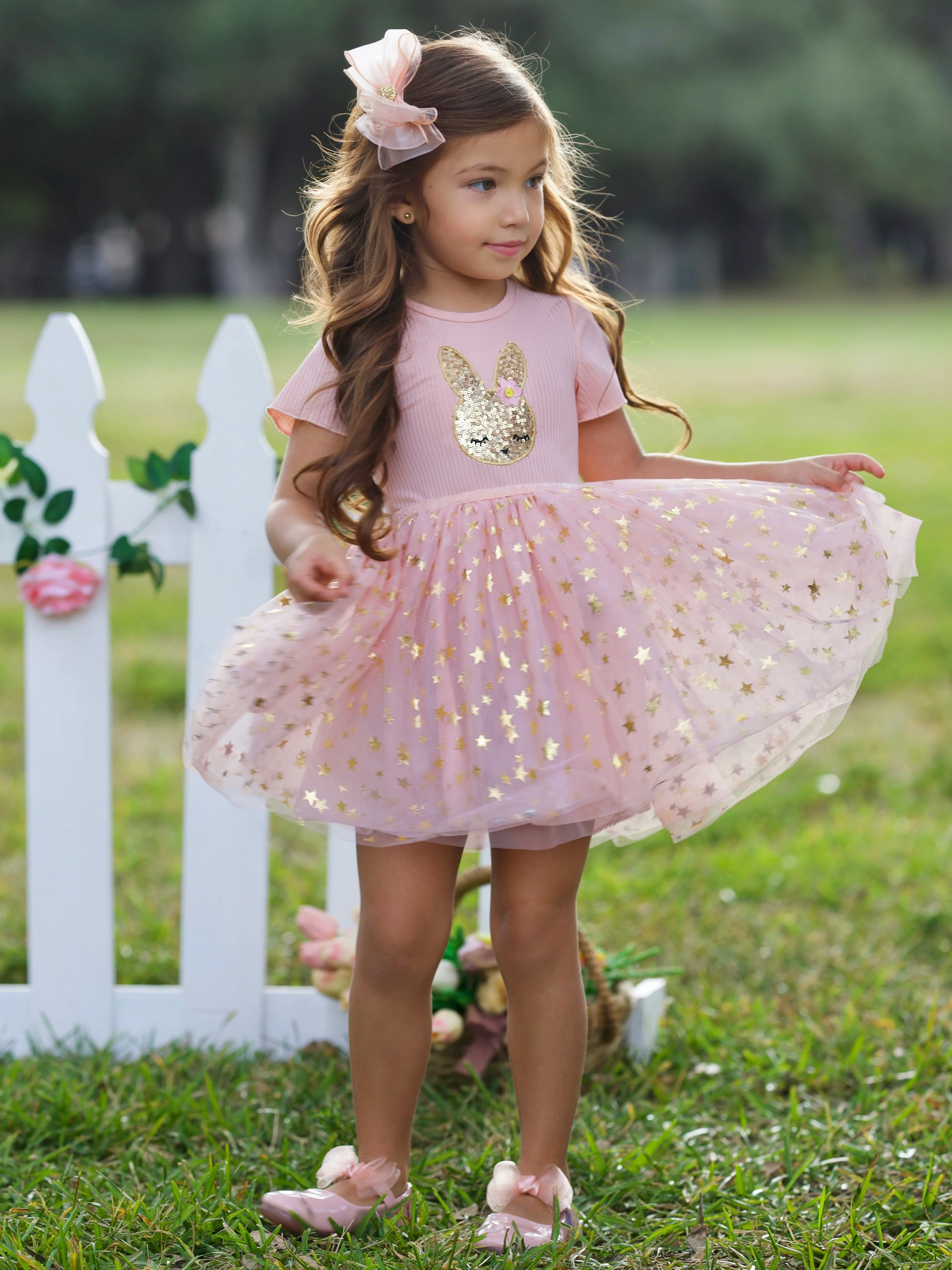 Blush Star Bunny Easter Tulle Dress - Image 5