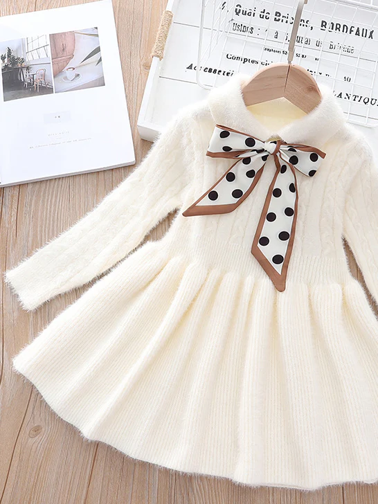 Dots and Bows Wool Sweater Dress - Image 3