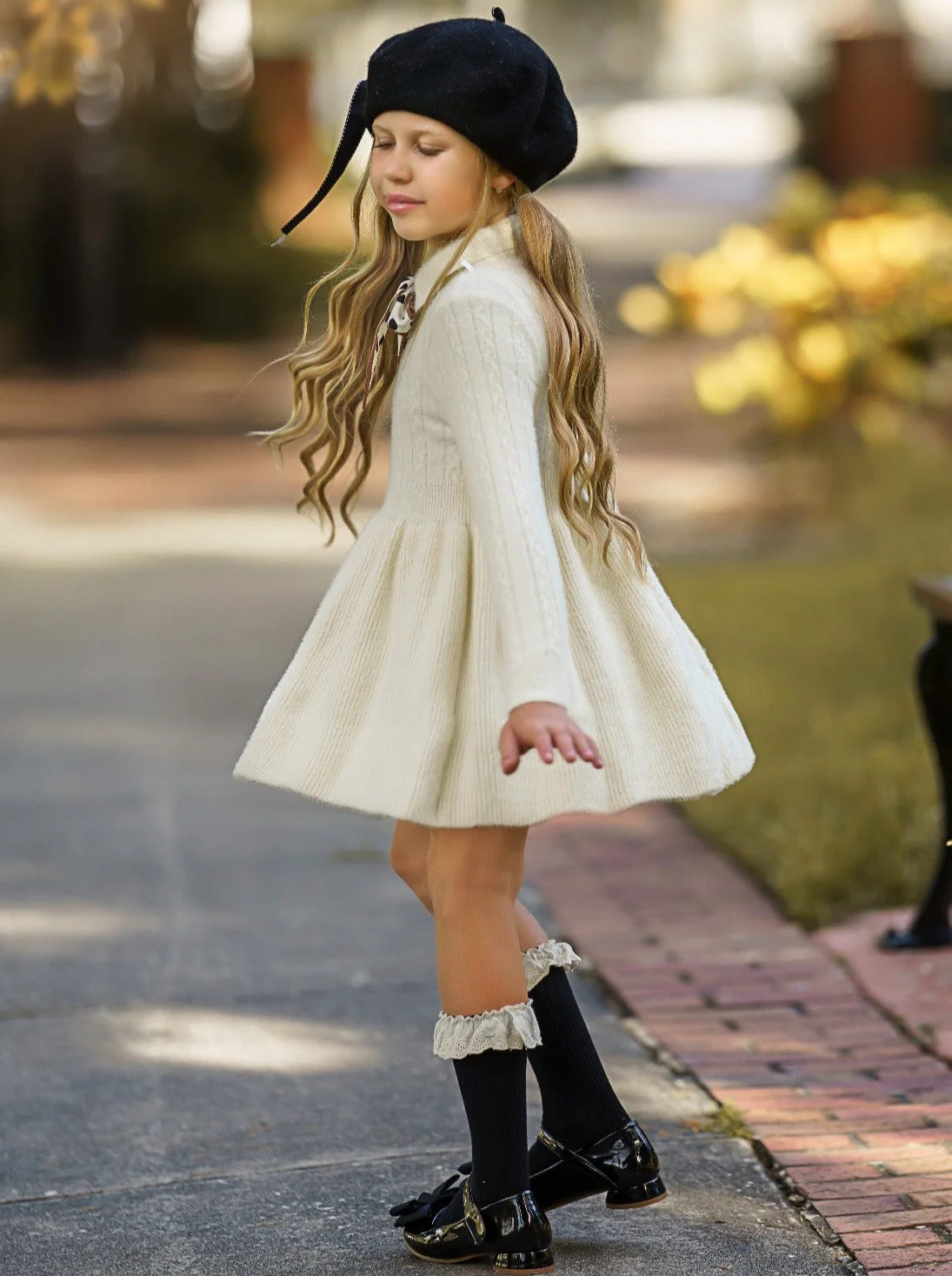 Dots and Bows Wool Sweater Dress - Image 4