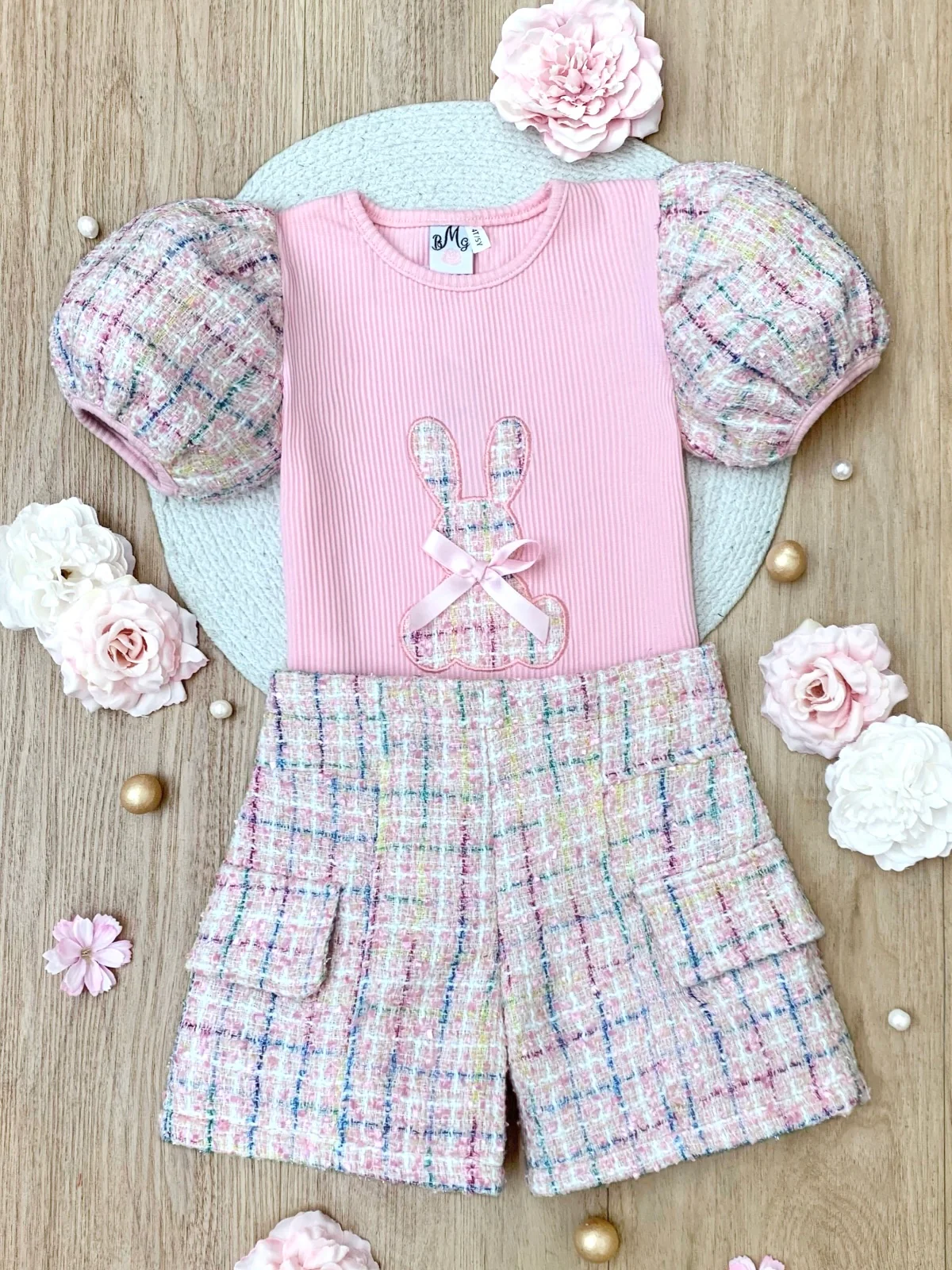 Chic Embroidered Bunny Top and Tweed Short Set - Image 4