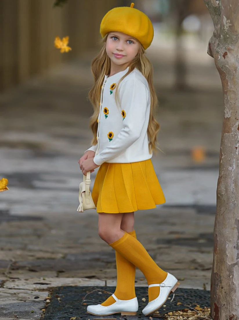 You're The Sunflower Cardigan and Pleated Skirt Set - Image 3