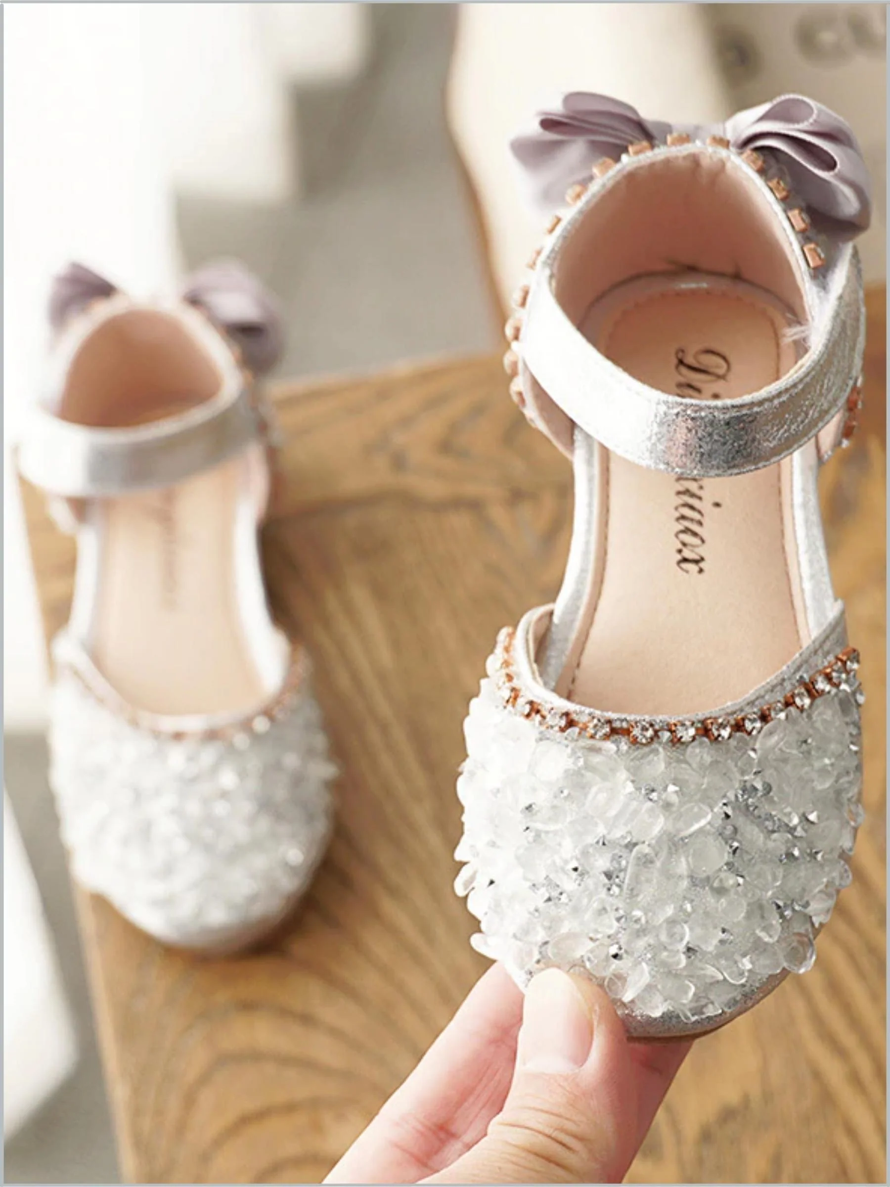 Rhinestone Sparkle Heel Bow Flats By Liv and Mia - Image 3