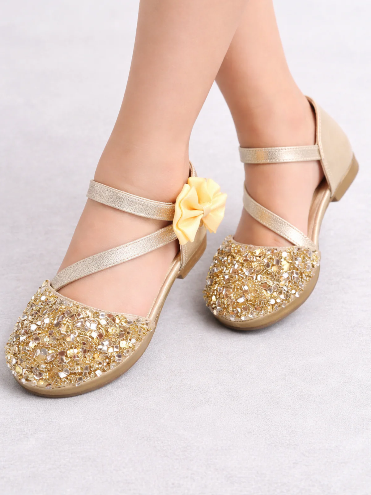 Gold Sequin Ballerina Flats By Liv and Mia - Image 7