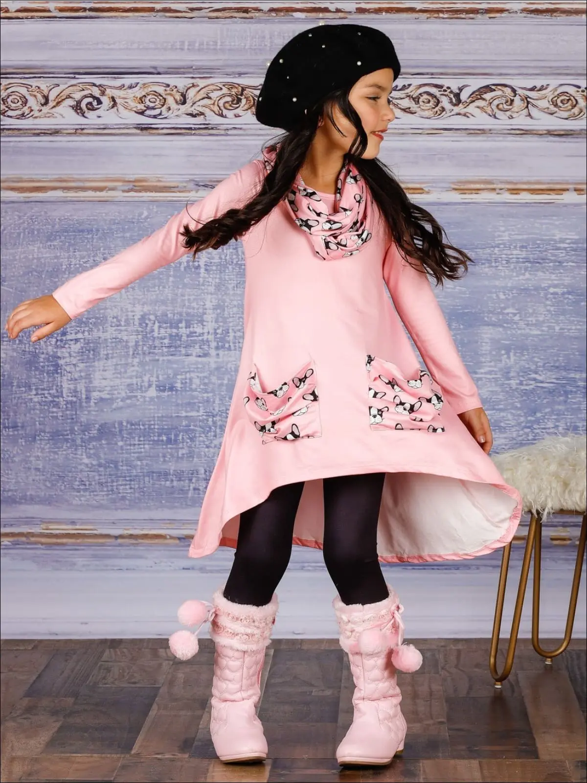 Furry Friends Slouch Pocket Tunic, Scarf and Legging Set - Image 4