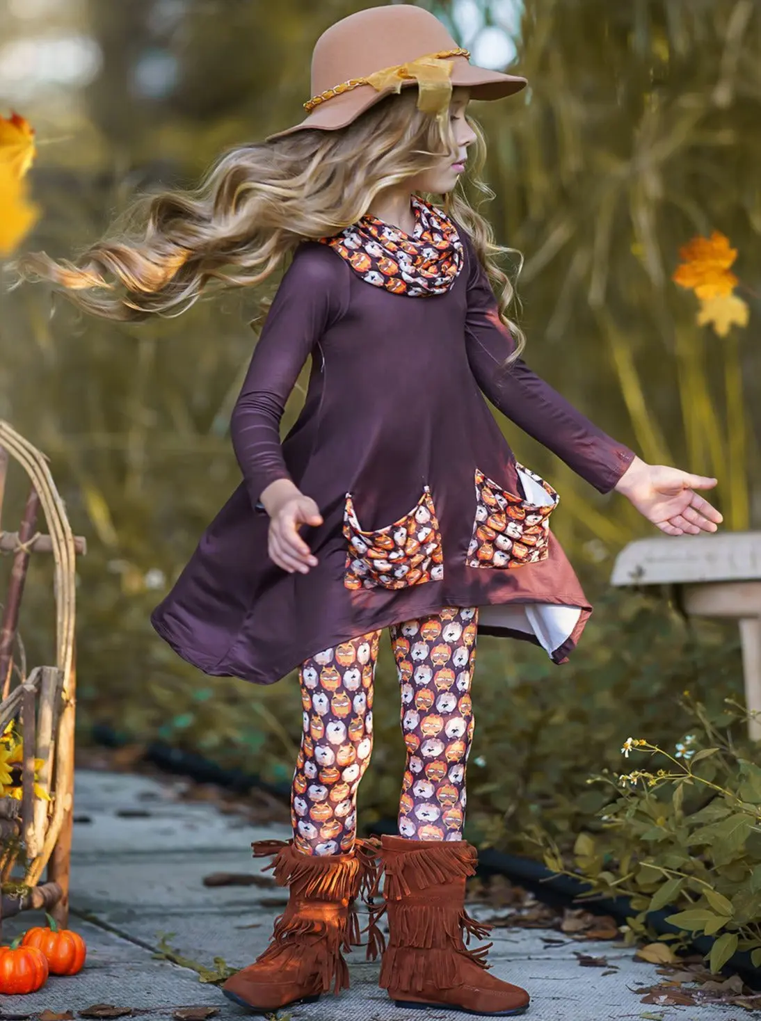 Furry Friends Slouch Pocket Tunic, Scarf and Legging Set - Image 5