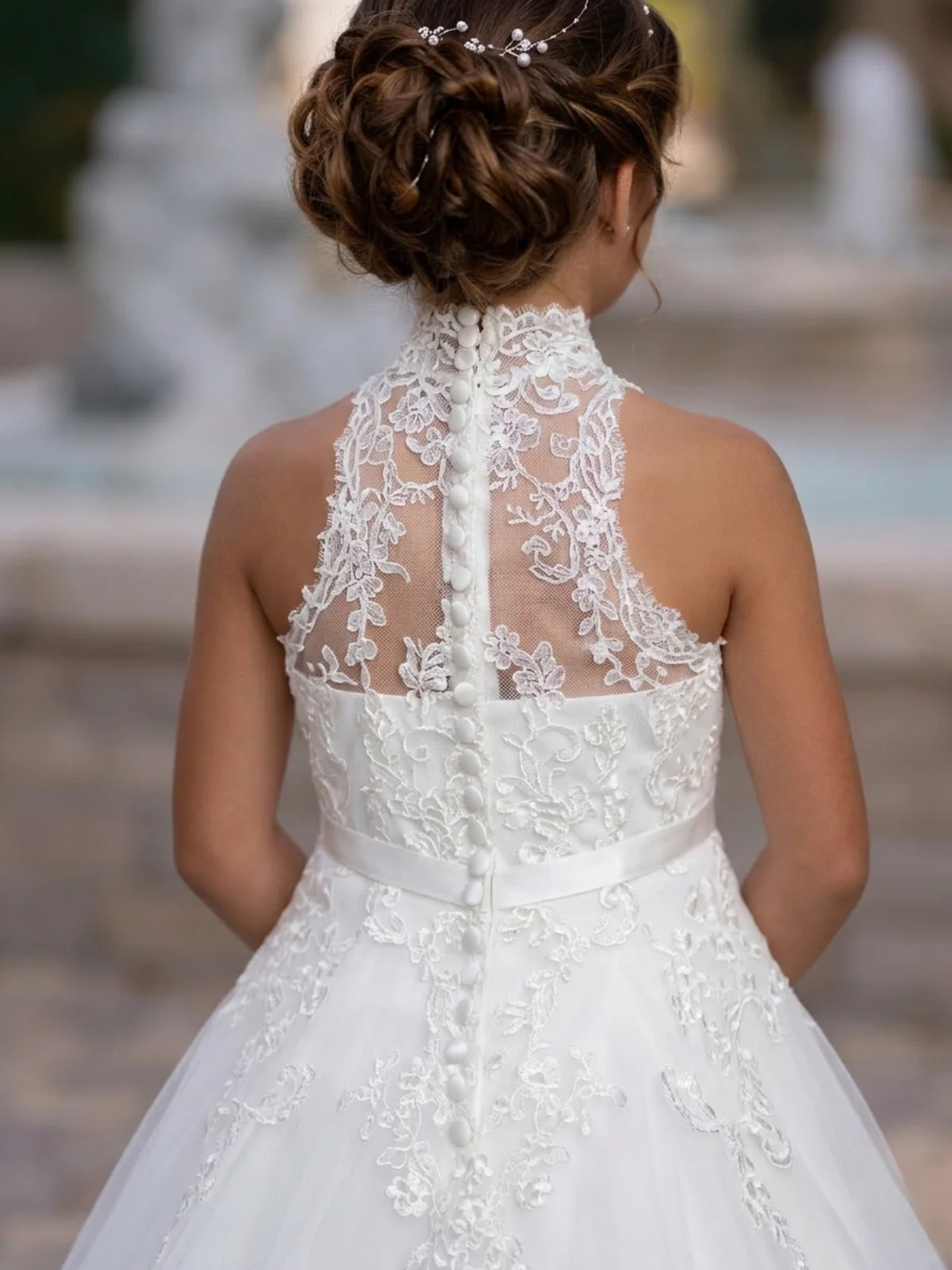A Little Duchess Hi Neck Embellished Flower Girl Gown - Image 4