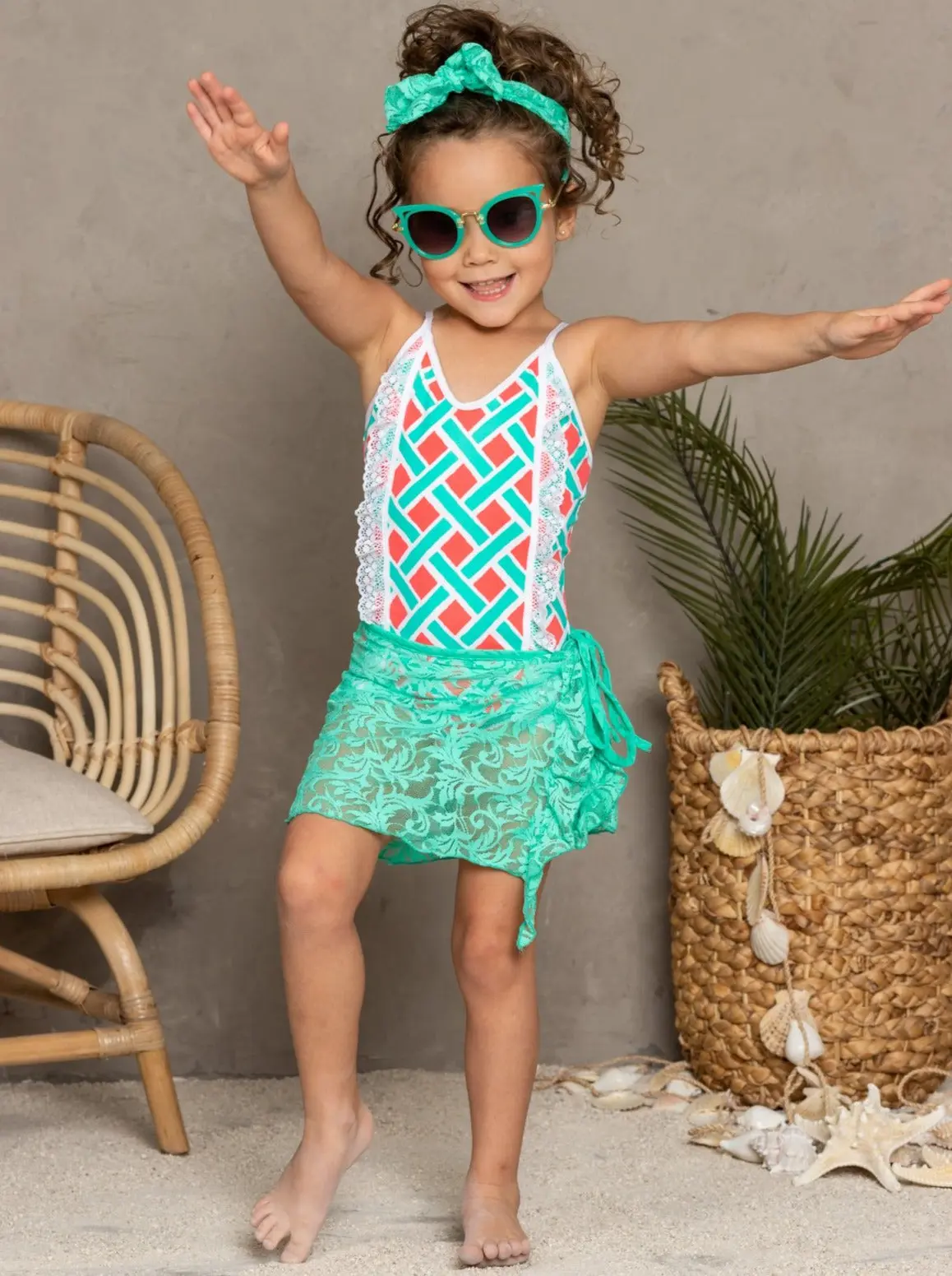 Lace Cover Up and Bow Headband Set - Image 4