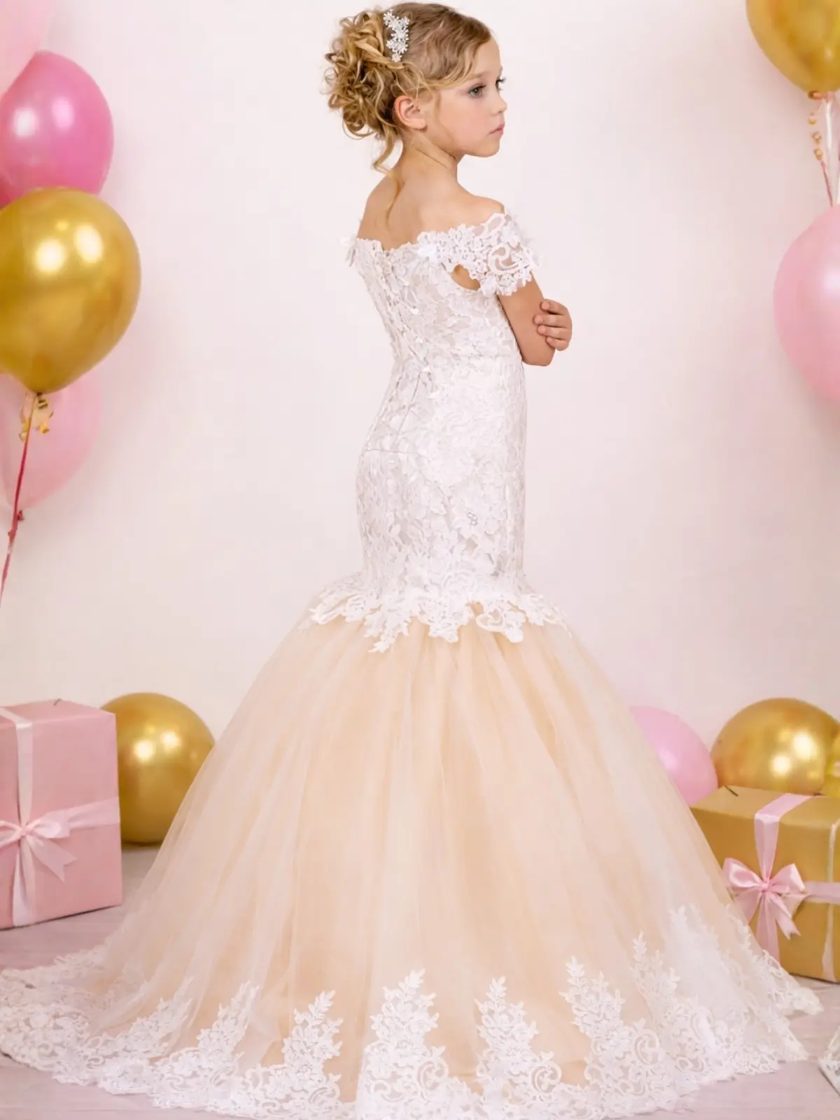 New Ways Lace Mermaid Flower Girl Gown - Image 3