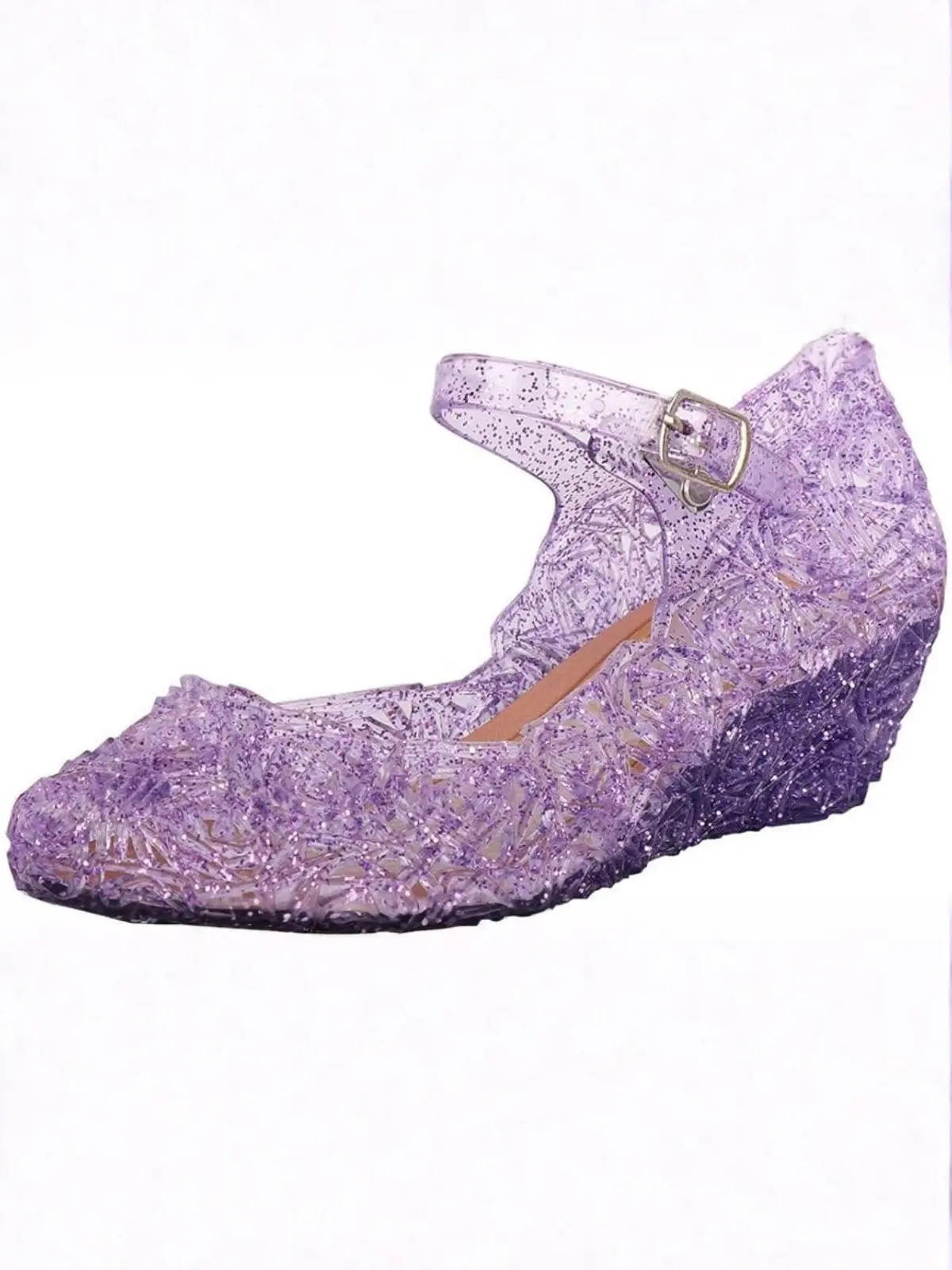Purple Glitter Rose Jelly Shoes By Liv and Mia - Image 4
