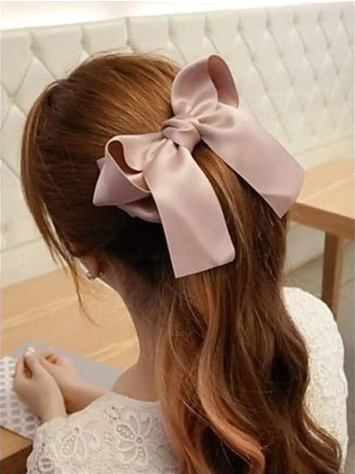 Girls Satin Large Bow Hair Clip - Image 9