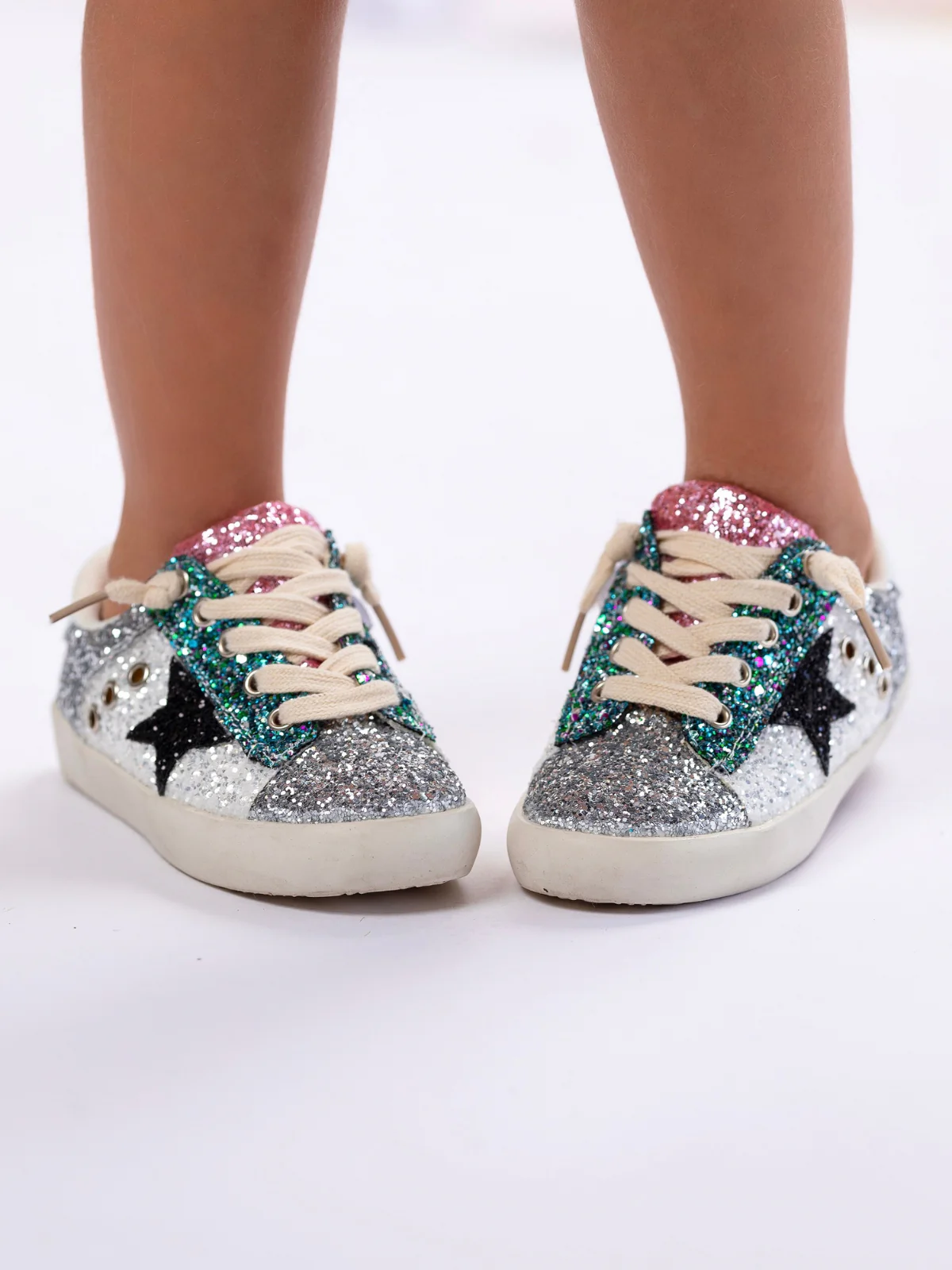 Sequin Sensation Casual Silver Sneakers by Liv and Mia - Image 3