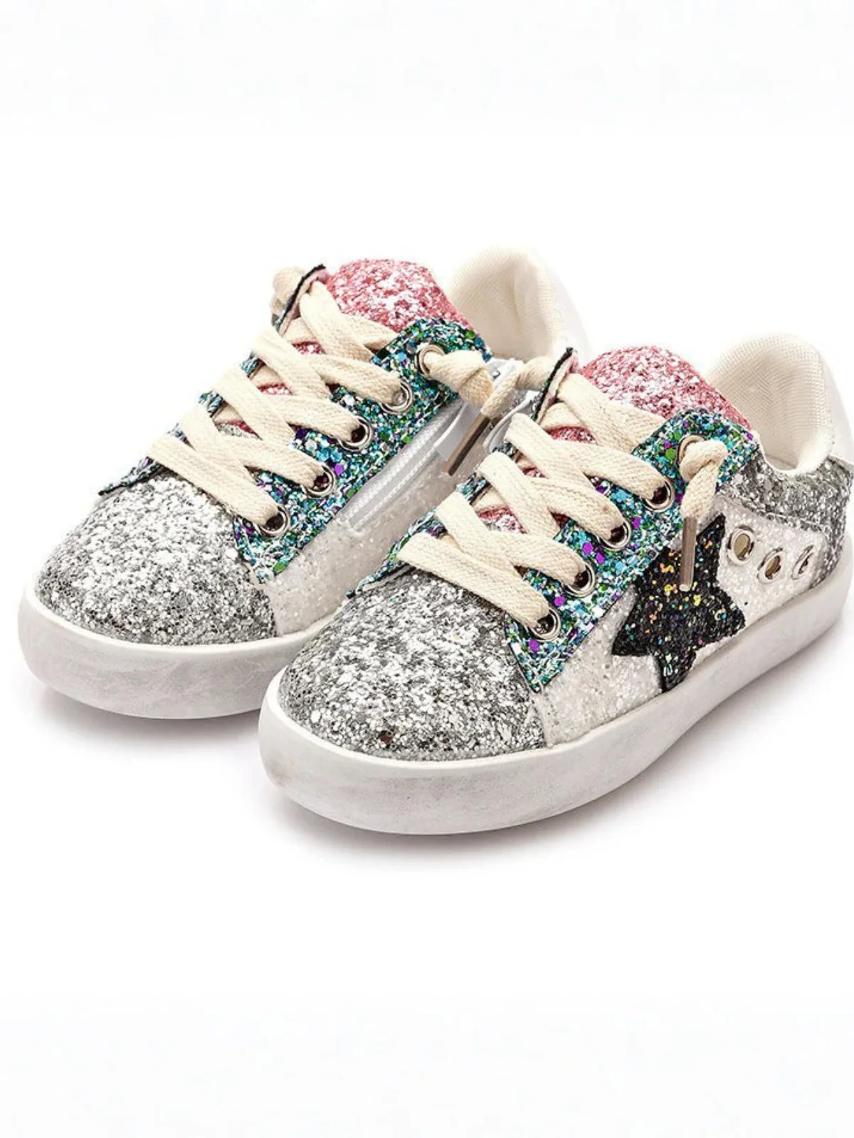 Sequin Sensation Casual Silver Sneakers by Liv and Mia - Image 4