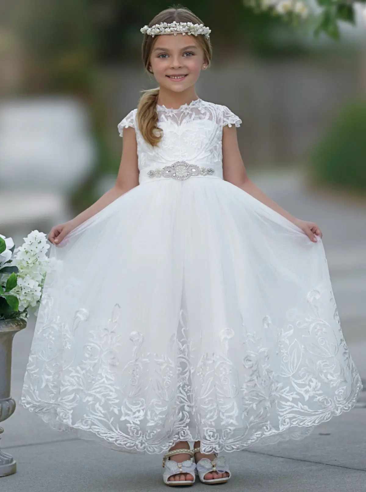 Abundant Grace Crystal Sash Communion Gown - Image 3