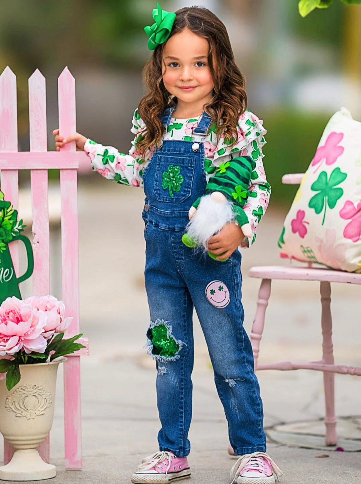 Sparkling In Style Sequin Patched Denim Overall Set - Image 3