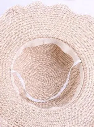 Girls Floral Ruffle Brim Straw Hat - Image 5