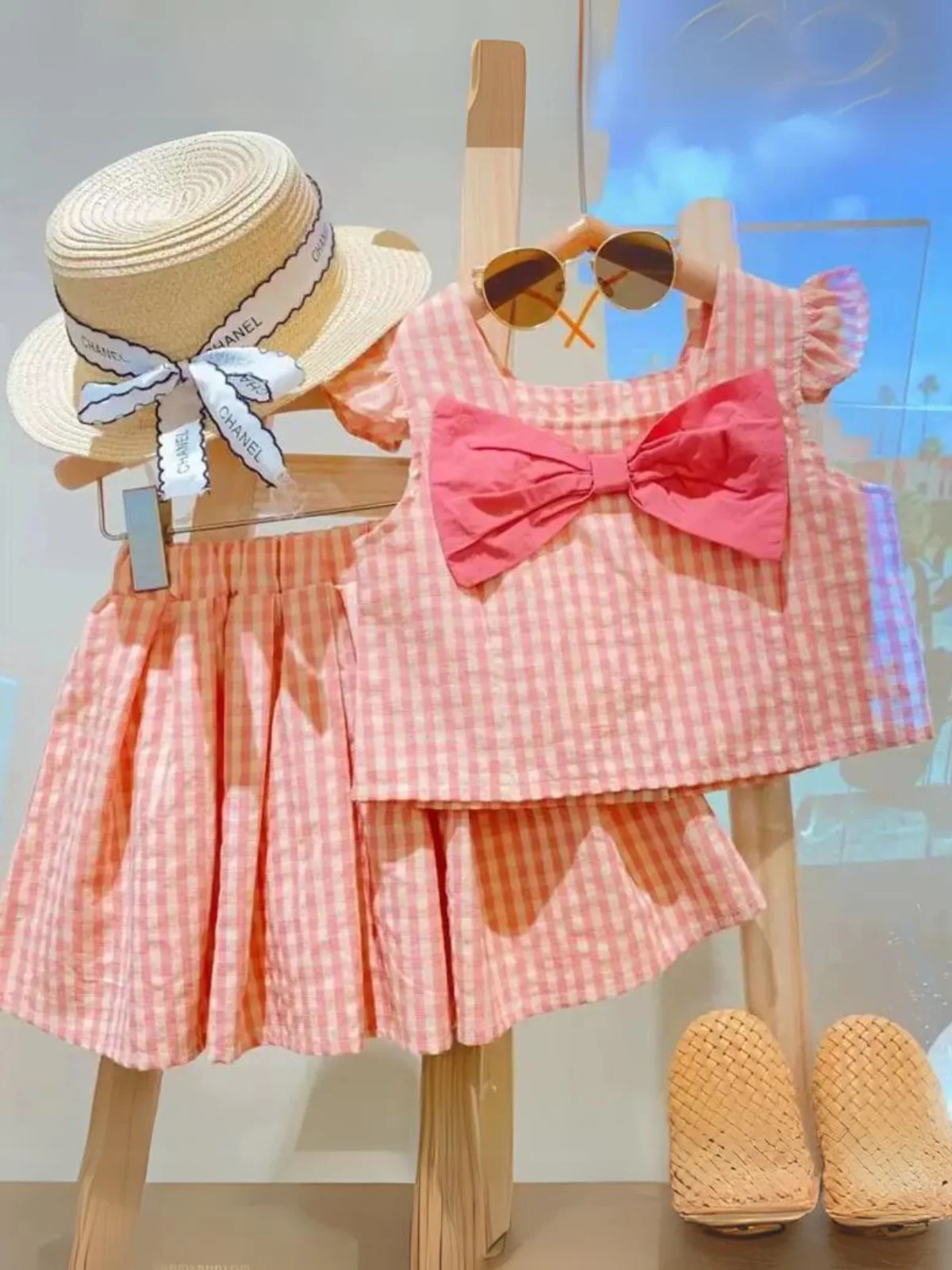 Sweet Sophistication Pink Gingham Skirt Set - Image 3