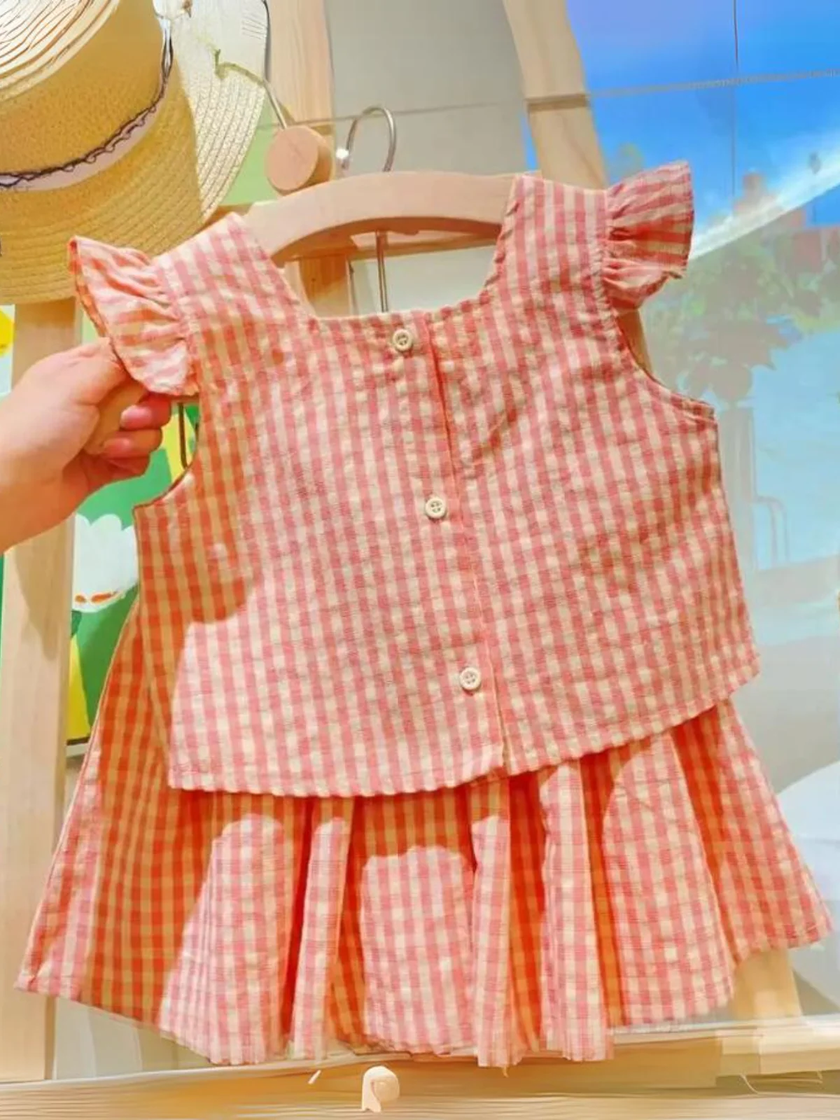 Sweet Sophistication Pink Gingham Skirt Set - Image 8