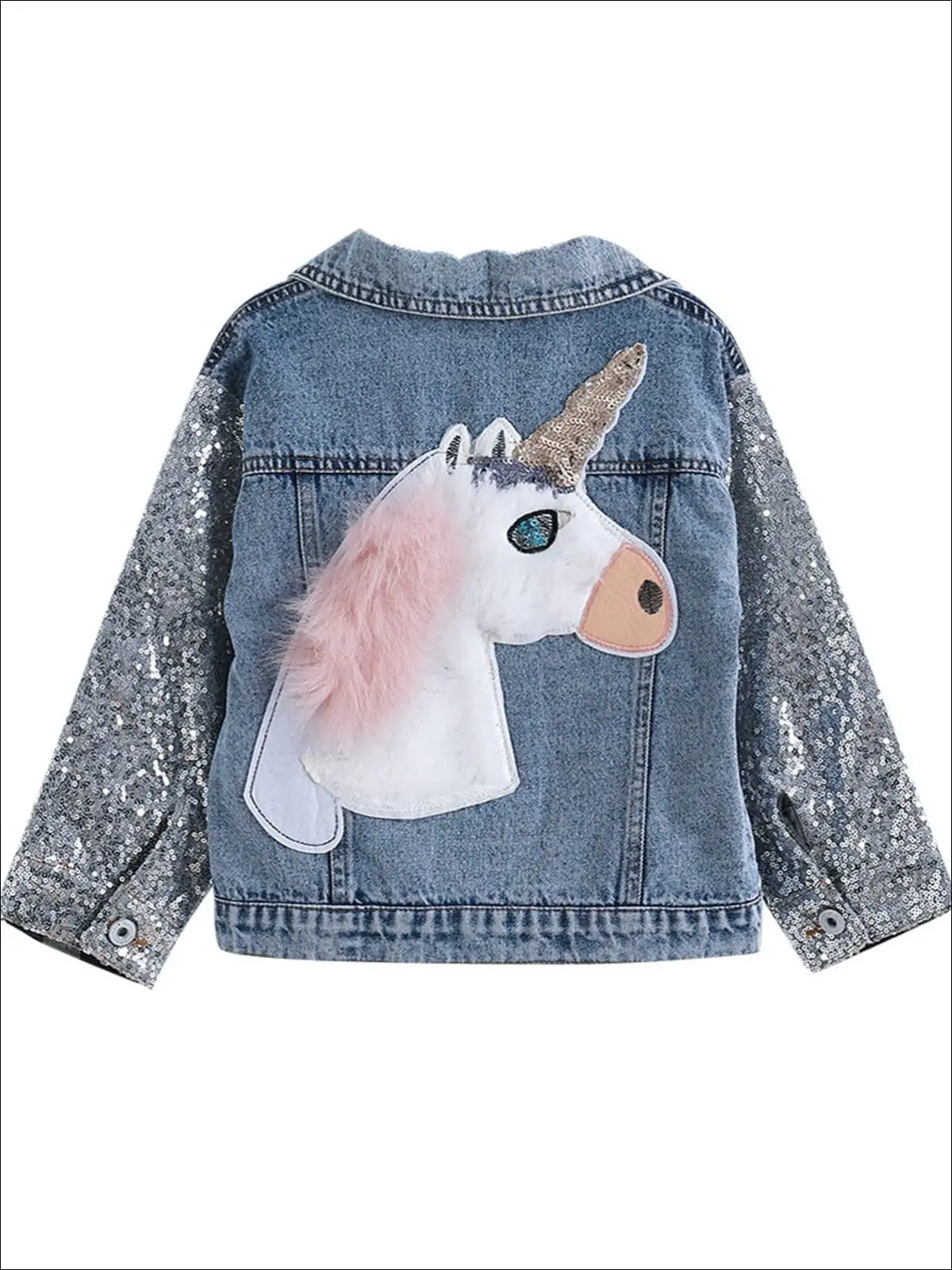 Jean Queen Unicorn Sequin Denim Jacket - Image 3