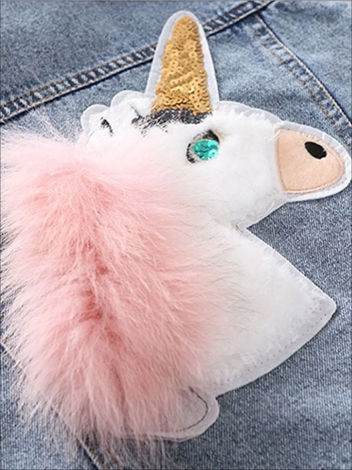 Jean Queen Unicorn Sequin Denim Jacket - Image 6