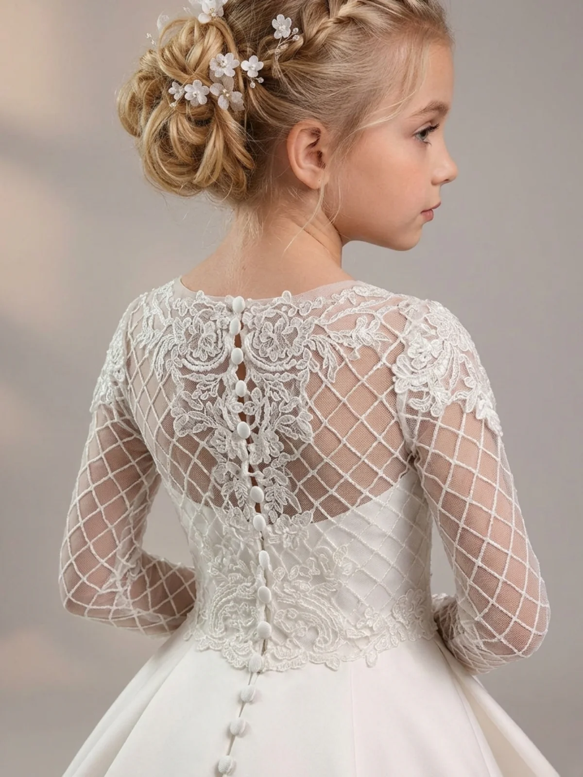 Radiant Dance Lace Sleeves Communion Gown - Image 3