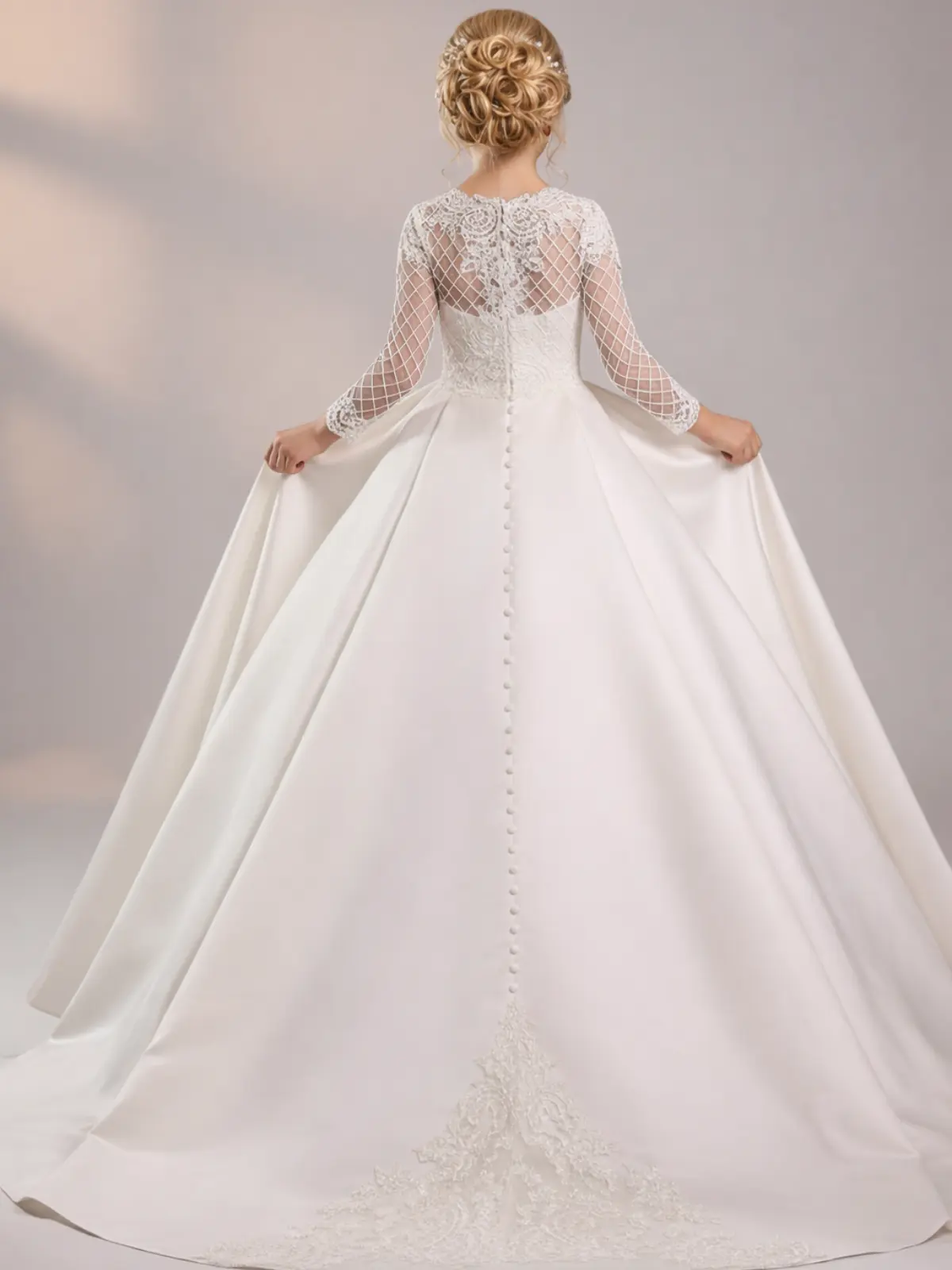 Radiant Dance Lace Sleeves Communion Gown - Image 4