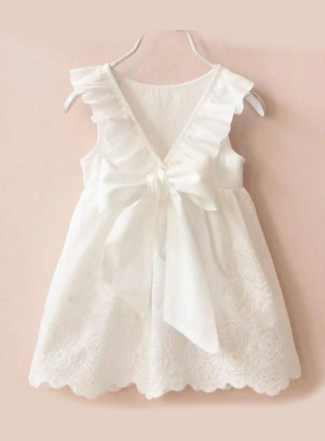 Breezy Baby Doll White Eyelet Ruffle Dress - Image 4