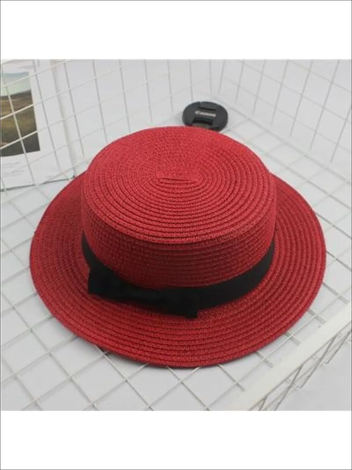 Girls Woven Straw Fedora Hat with Bow Tie (Multiple Color Options) - Image 18