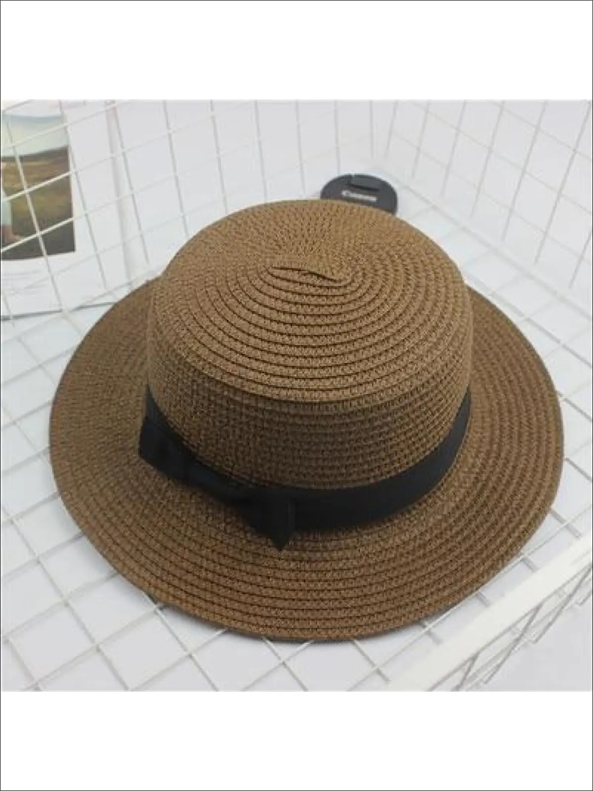 Girls Woven Straw Fedora Hat with Bow Tie (Multiple Color Options) - Image 8