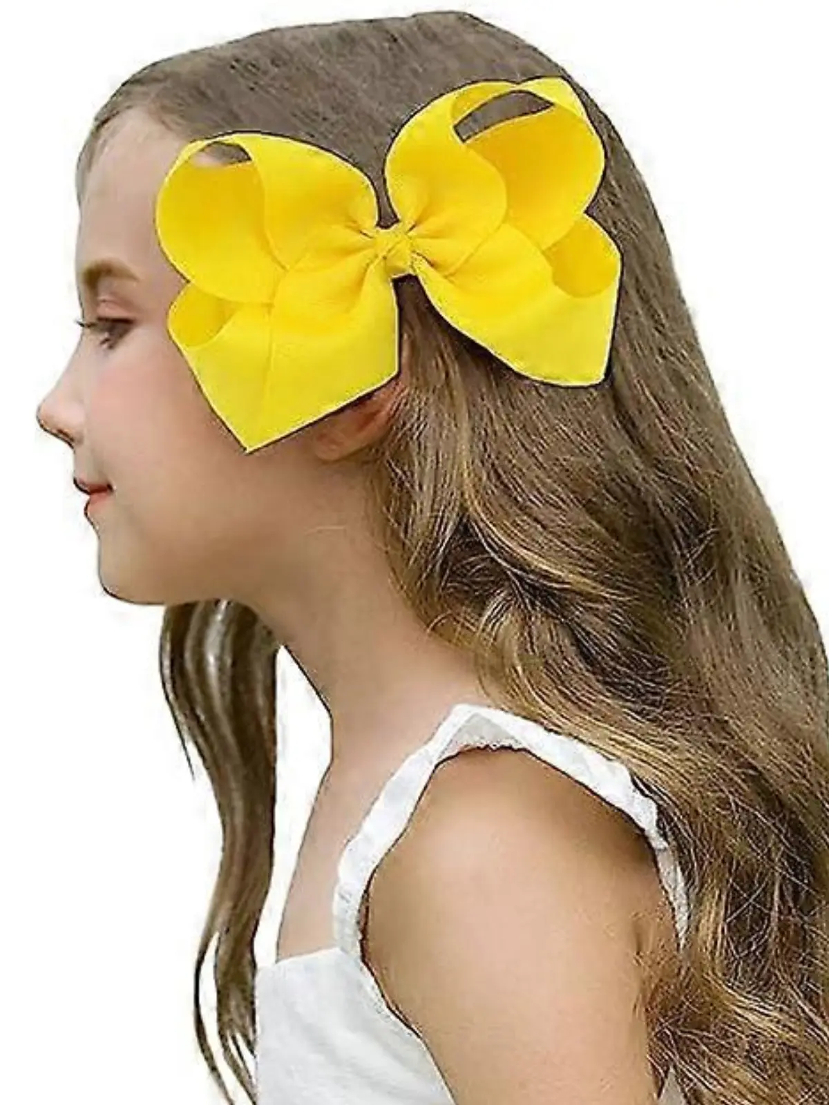 Girls Yellow 6 Inch Hair Bow - Image 4