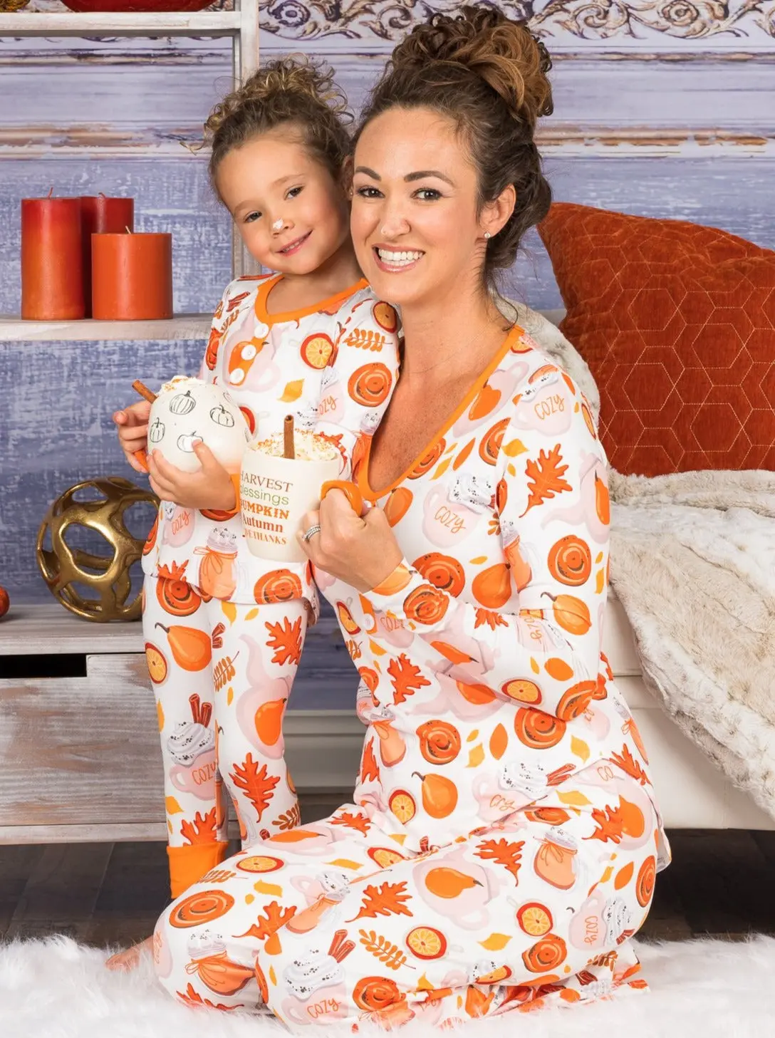 Mommy and Me Cozy Pumpkin Spice Pajama Set - Image 3