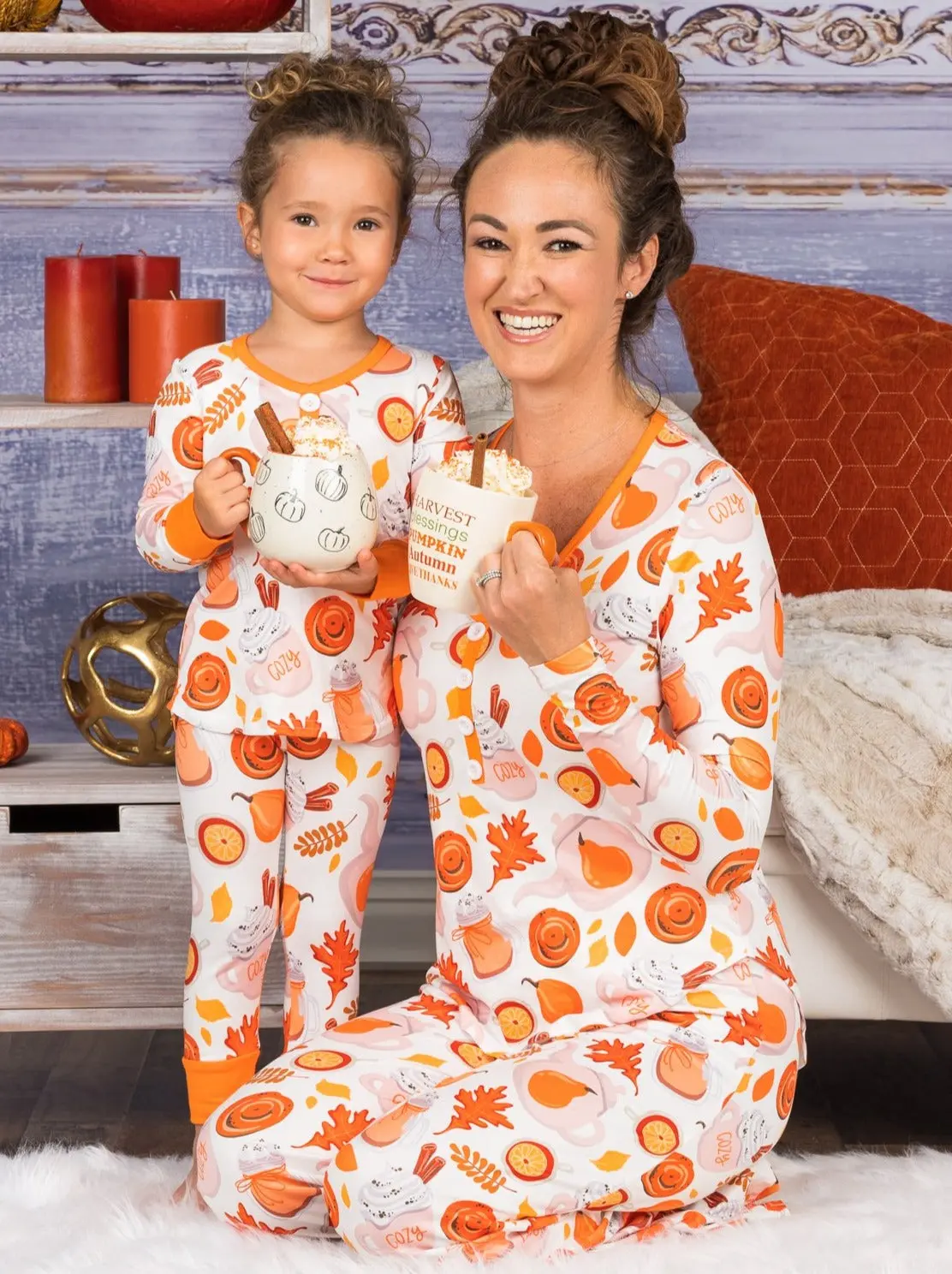 Mommy and Me Cozy Pumpkin Spice Pajama Set - Image 4