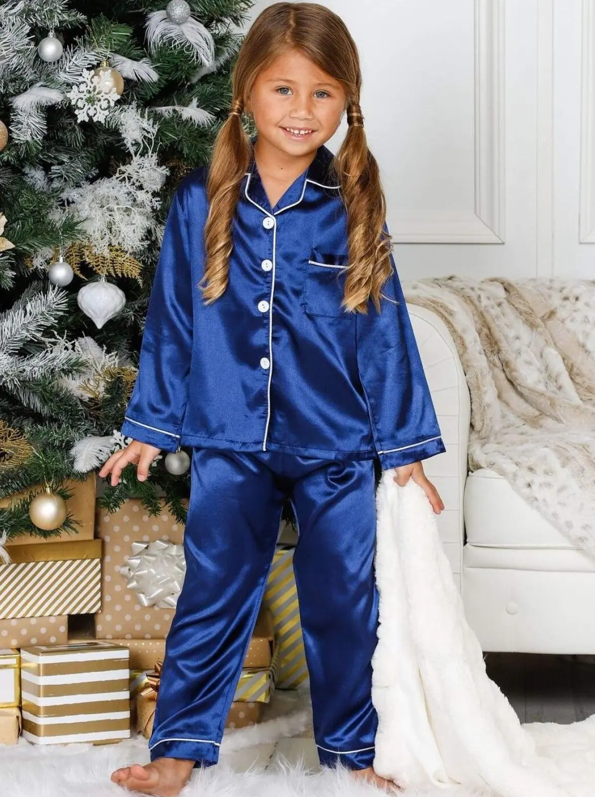 Mommy and Me Silky Long Sleeve Button Down Pajamas - Image 11
