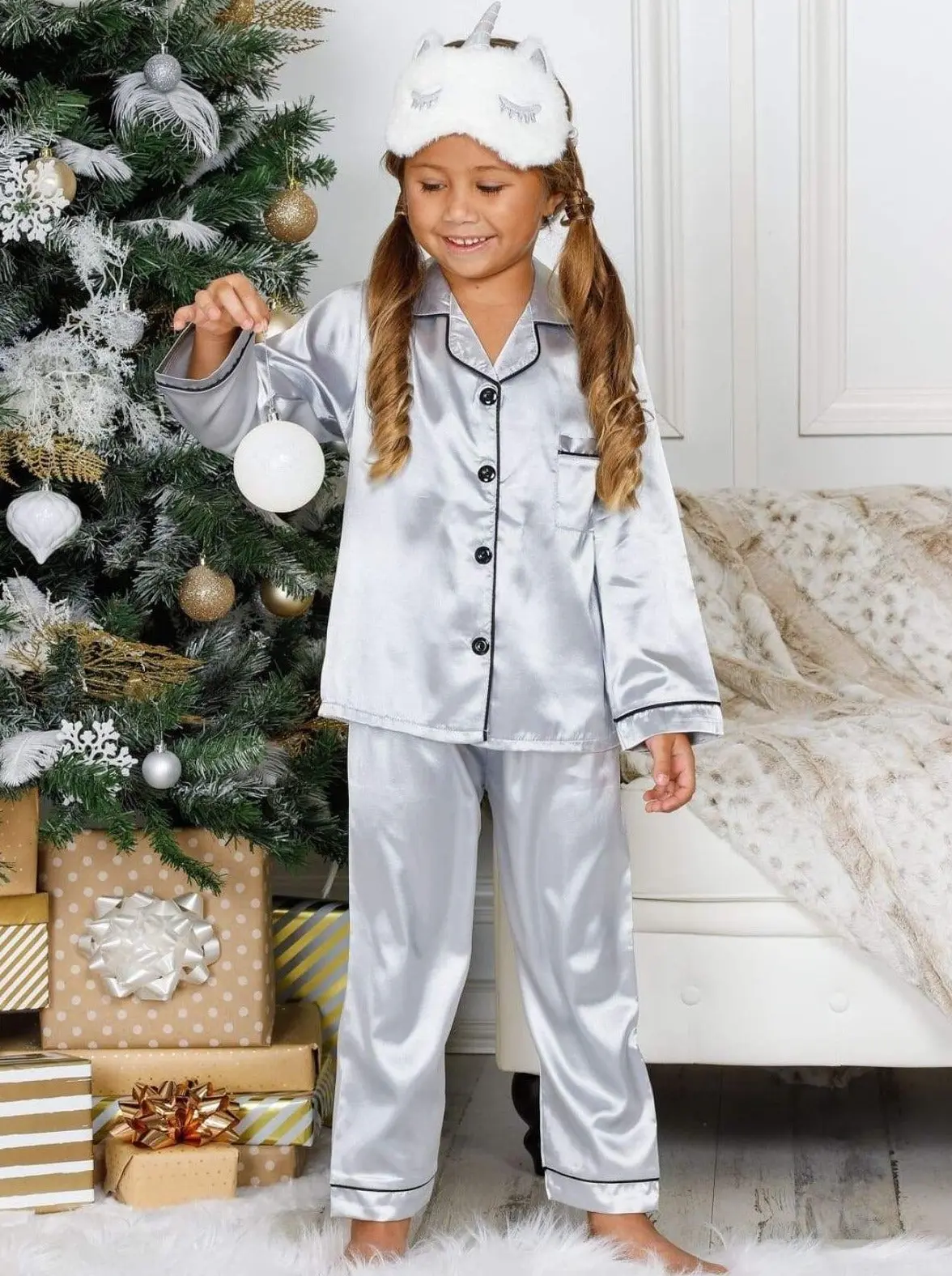 Mommy and Me Silky Long Sleeve Button Down Pajamas - Image 12