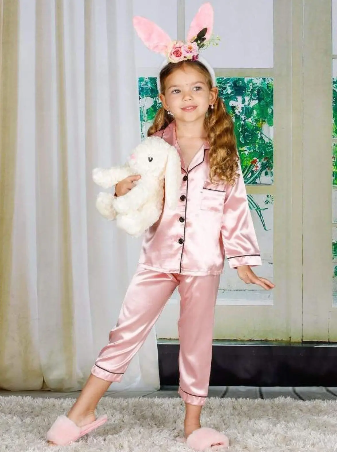 Mommy and Me Silky Long Sleeve Button Down Pajamas - Image 17