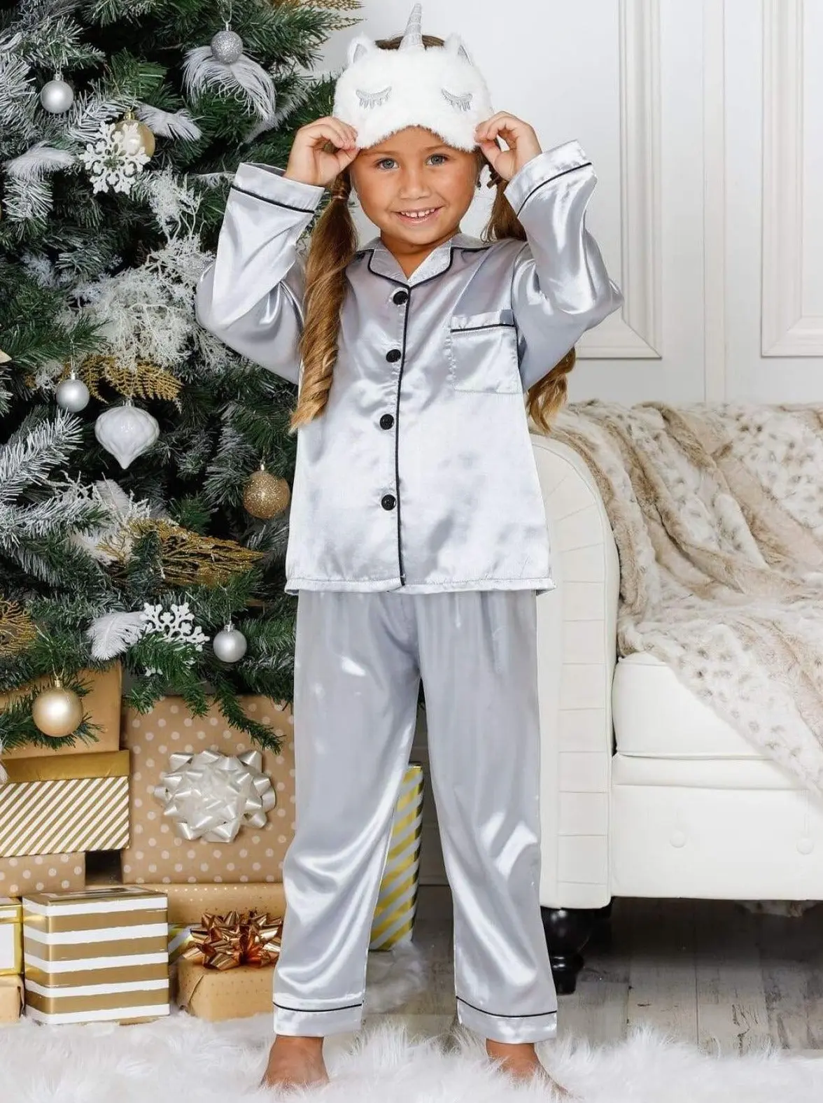 Mommy and Me Silky Long Sleeve Button Down Pajamas - Image 5