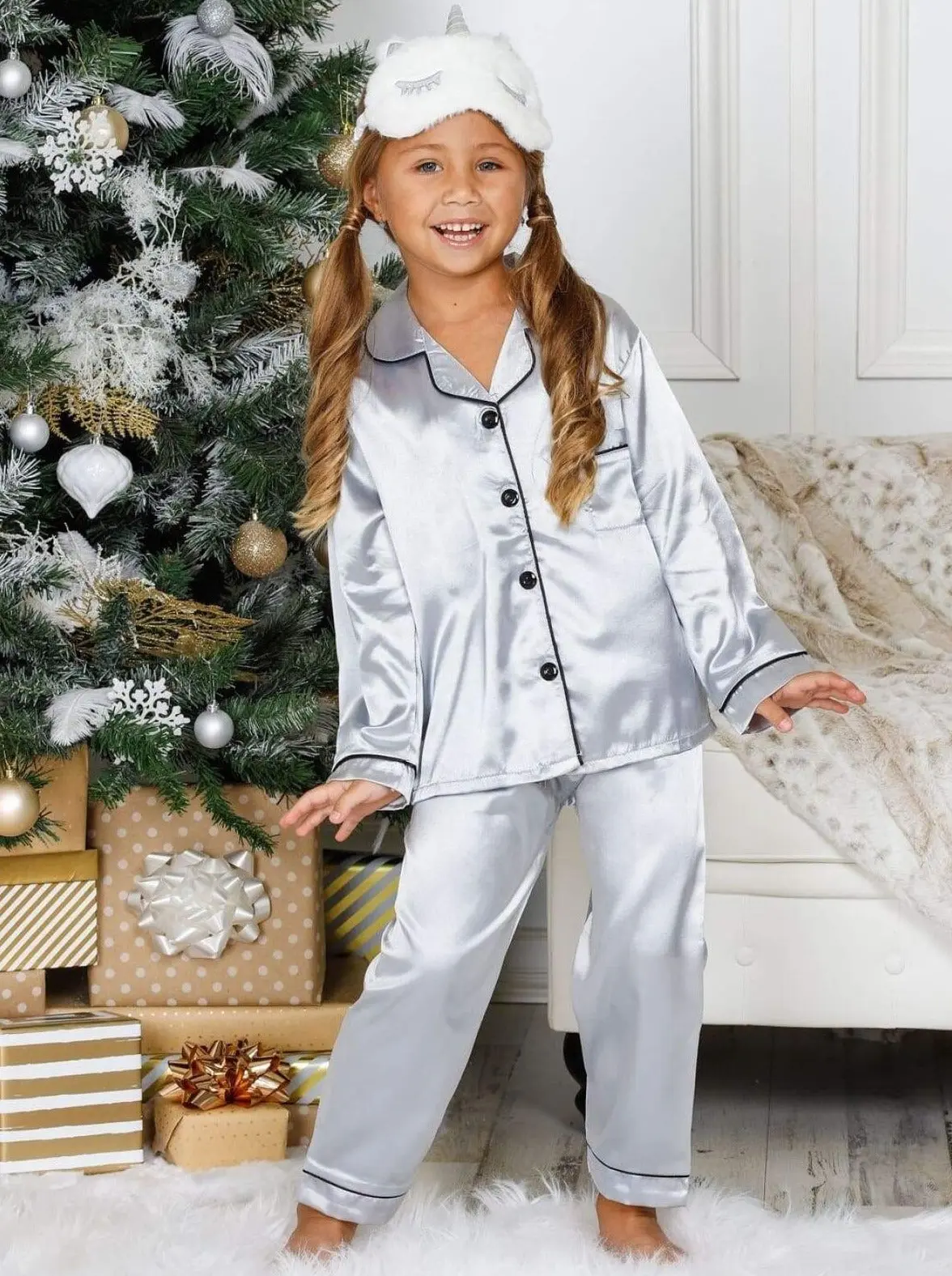 Mommy and Me Silky Long Sleeve Button Down Pajamas - Image 8