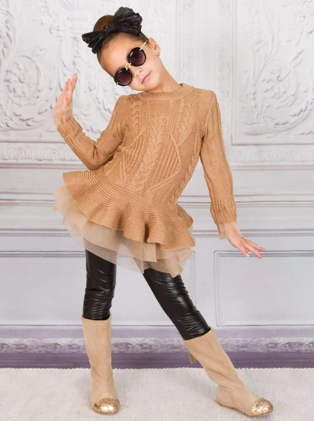 Cute As Pie Autumn Cable Knit Tutu Sweater - Image 3