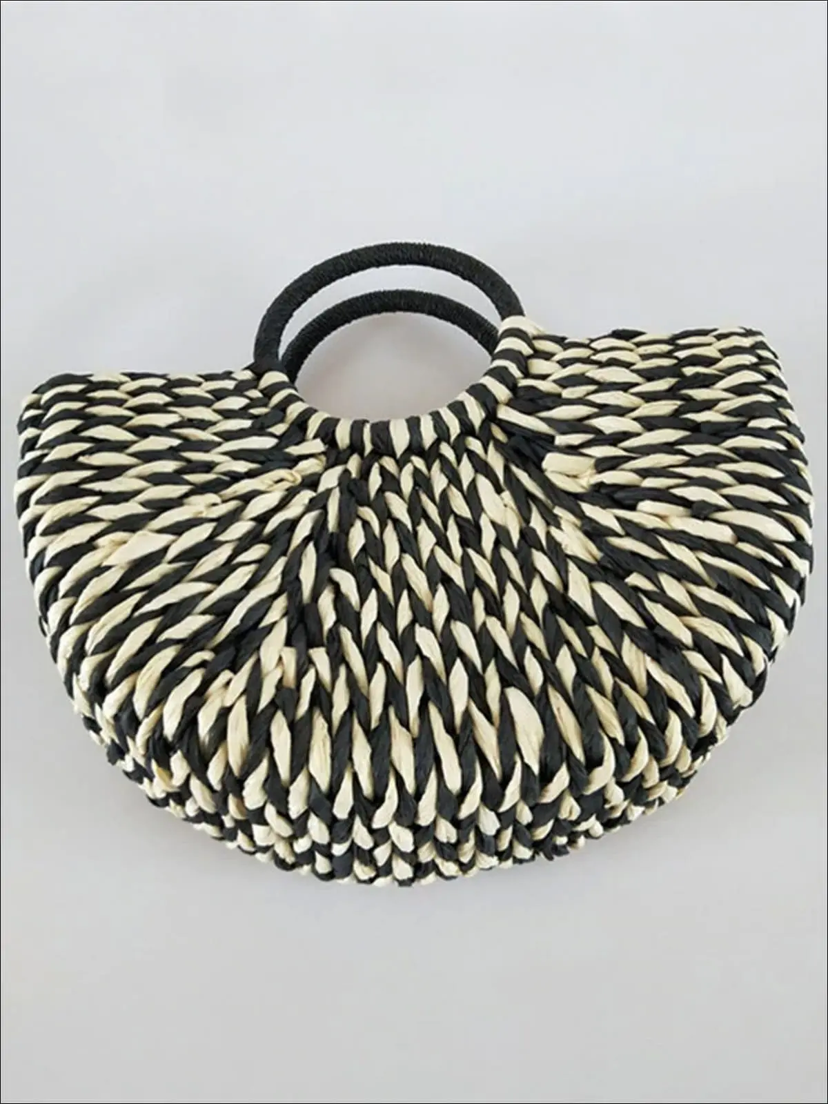 Girls Summer Handmade Half Circle Rattan Handbag - Image 5